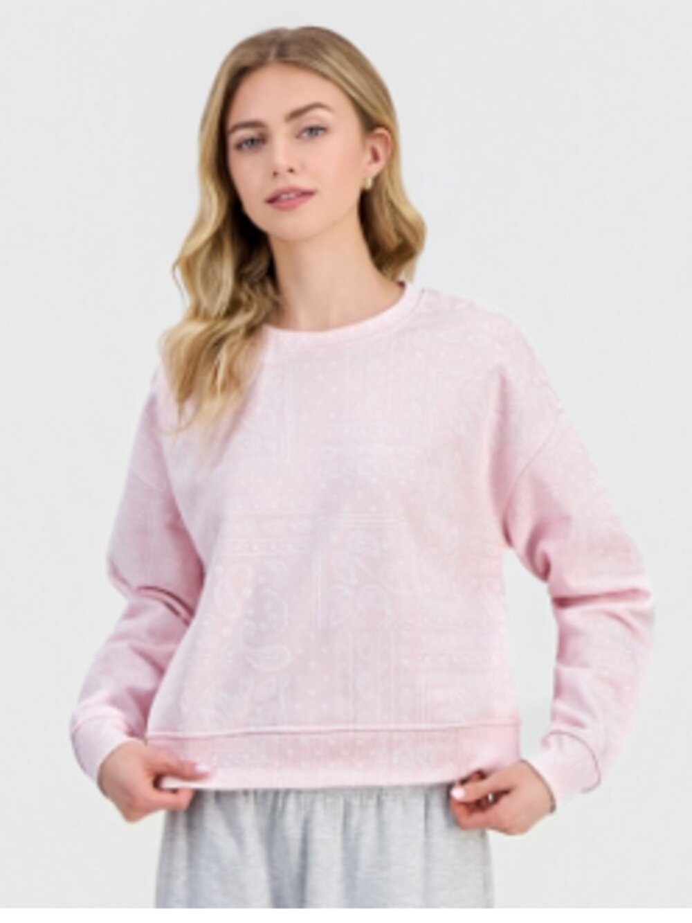 NWT Fleece Sweatshirt Ballet Pink/White Sz L